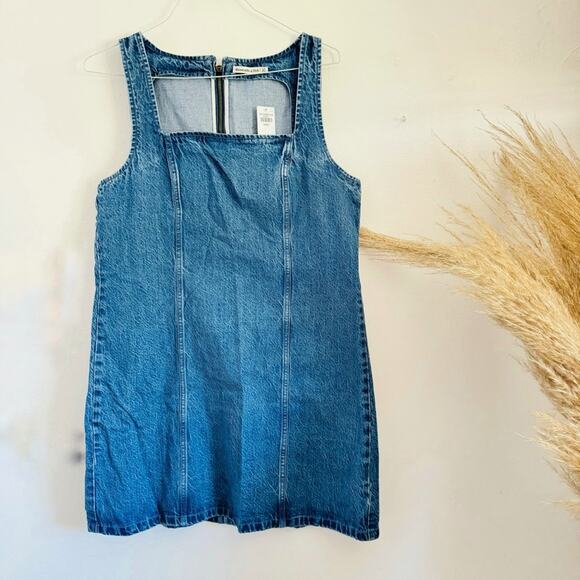 NEW ABERCROMBIE Medium Blue Wash Denim A-Line Mini Tank Top Jean Dress XL - Picture 6 of 16
